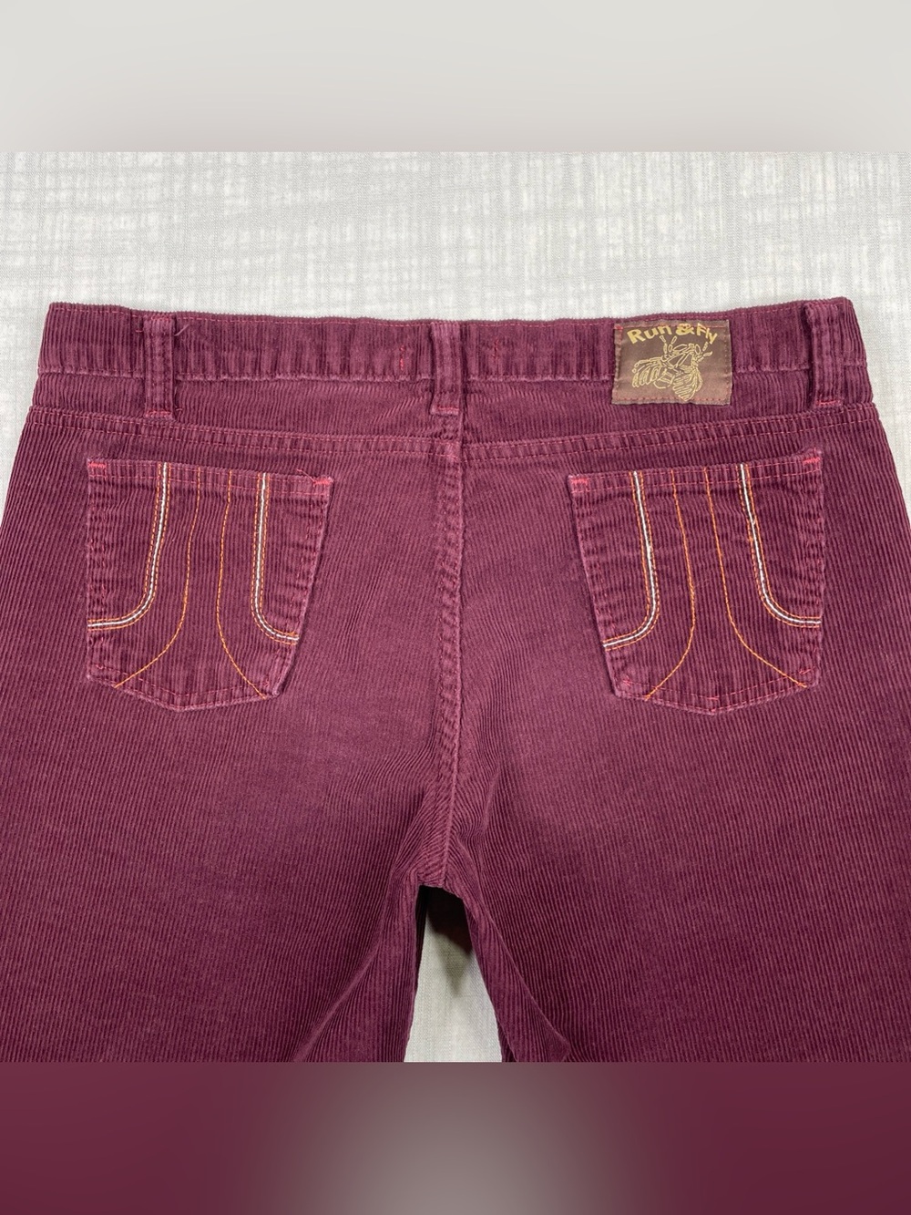 Run & Fly Pants Mens Sz 32L Burgundy Corduroy